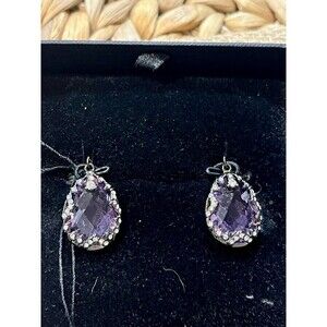 NEW Mary Kay Foundation Silver Tone Faceted Purple Rhinestone Earrings Fairycore
